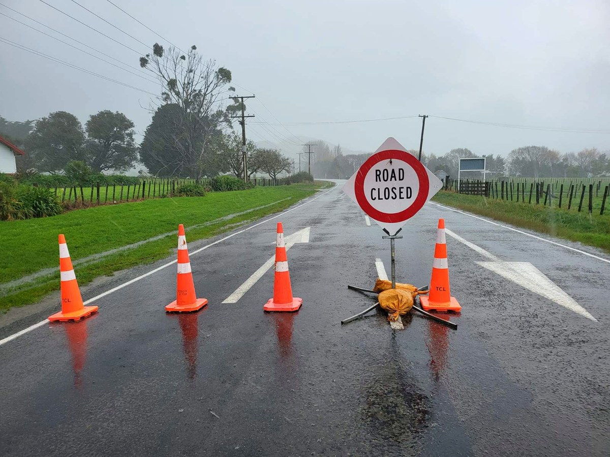 Road closure traffic management setup on an East Coast road